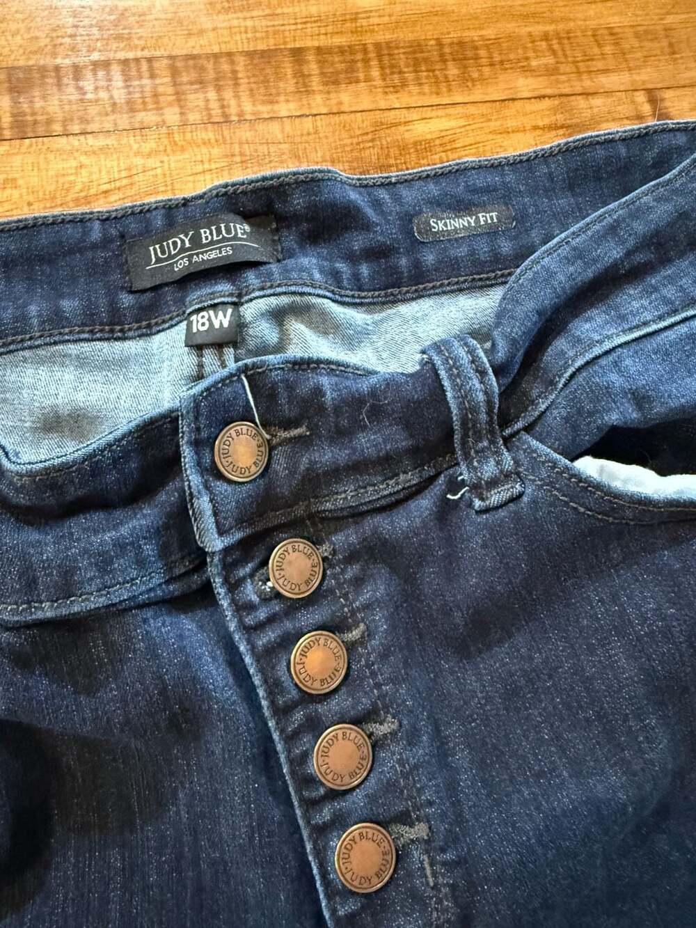 Judy Blue Skinny Fit High-Rise Button Fly Jeans, Size 18W, Dark Wash (g17) - Picture 4 of 6